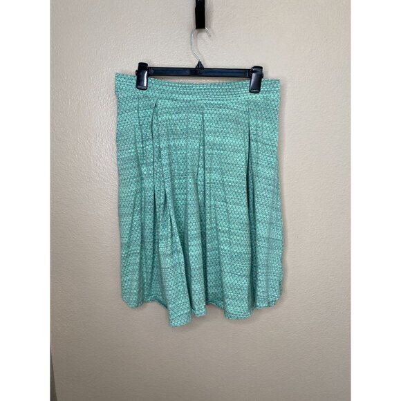 Lularoe Womens XL Pleated Skirt Turquoise Geometric Pattern Cotton Blend - Picture 1 of 7